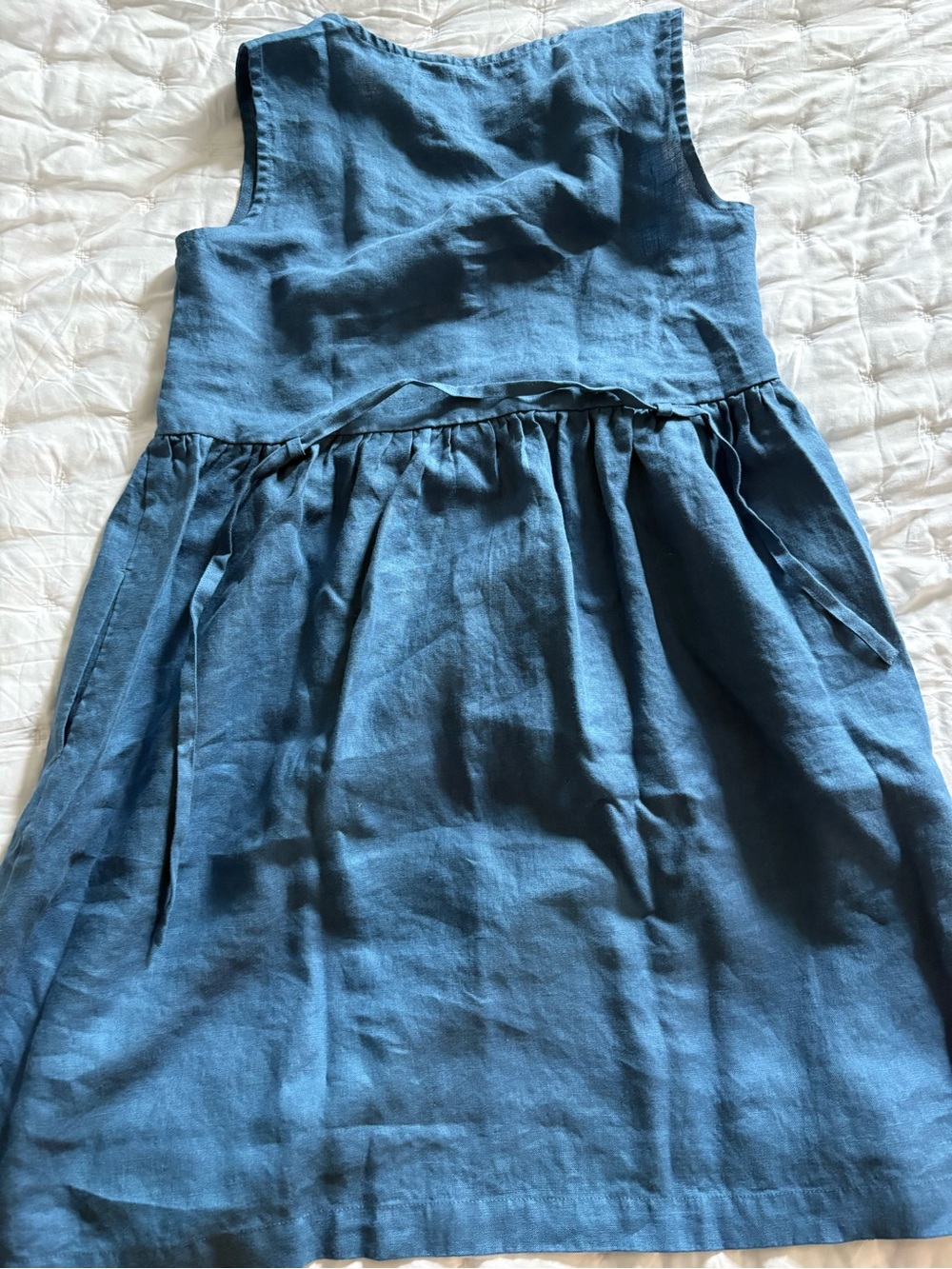 NEW Notperfectlinen Indigo Sleeveless Linen MAMA Dress - Medium - Picture 3 of 7